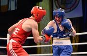 7 June 2013; Paddy Barnes, right, Ireland, exchanges punches with Salman Alizada, Azerbaijan, during their 49Kg Light Flyweight semi-final bout. EUBC European Men's Boxing Championships 2013, Minsk, Belarus. Photo by Sportsfile