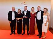 3 November 2017; Louth hurler Michael Lyons, third from left, with from left, Simon Lyons, Mary Lyons, Neasa Lyons, Simon Óg Lyons and Jane White after collecting his Nickey Rackard Champion 15 Award during the PwC All Stars 2017 at the Convention Centre in Dublin. Photo by Sam Barnes/Sportsfile