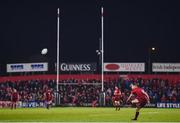3 November 2017; JJ Hanrahan of Munster kicks a conversion during the Guinness PRO14 Round 8 match between Munster and Dragons at Irish Independent Park in Cork. Photo by Eóin Noonan/Sportsfile