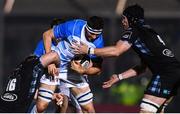 3 November 2017; Josh Murphy of Leinster is tackled by Rob Harley, left, and Tim Swinson of Glasgow Warriorsduring the Guinness PRO14 Round 8 match between Glasgow Warriors and Leinster at Scotstoun in Glasgow, Scotland. Photo by Ramsey Cardy/Sportsfile