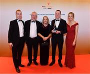 3 November 2017; Louth hurler Michael Lyons, second from right, with from left, Simon Óg Lyons, Simon Lyons, Mary Lyons and Neasa Lyons after collecting his Nickey Rackard Champion 15 Award during the PwC All Stars 2017 at the Convention Centre in Dublin. Photo by Sam Barnes/Sportsfile