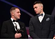 3 November 2017; Waterford hurler Noel Connors, left, and Tipperary hurler Padraic Maher during the PwC All Stars 2017 at the Convention Centre in Dublin. Photo by Brendan Moran/Sportsfile