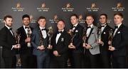 3 November 2017; Dublin football manager Jim Gavin, with his All-Star winning players, from left, Jack McCaffrey, Cian O'Sullivan, Con O'Callaghan, Dean Rock, Paul Mannion, James McCarthy and Michael Fitzsimons during the PwC All Stars 2017 at the Convention Centre in Dublin. Photo by Seb Daly/Sportsfile