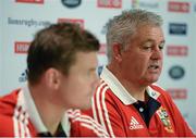 9 June 2013; British & Irish Lions head coach Warren Gatland and Brian O'Driscoll, left, during the team announcement ahead of their game against Combined Country on Tuesday. British & Irish Lions Tour 2013, Team Announcement, Ballroom, Tattersalls Club, Brisbane, Queensland, Australia. Picture credit: Stephen McCarthy / SPORTSFILE