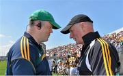 9 June 2013; Kilkenny manager Brian Cody, right, and Offaly manager Ollie Baker in conversation after the match. Leinster GAA Hurling Senior Championship Quarter-Final, Offaly v Kilkenny, O'Connor Park, Tullamore, Co. Offaly. Picture credit: Brian Lawless / SPORTSFILE