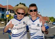 9 June 2013; Monaghan supporters Darragh, left, aged 9, and Ben Sherry, aged 10, from Emyvale, Co. Monaghan, ahead of the game. Ulster GAA Football Senior Championship Quarter-Final, Antrim v Monaghan, Casement Park, Belfast, Co. Antrim. Picture credit: Oliver McVeigh / SPORTSFILE