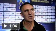 Billy Walsh speaks to Kenneth Egan after the day's boxing at the 2103 AIBA World Boxing Championships in  Almaty, Kazakhstan.