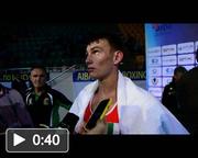 Ireland's Sean McComb speaking to Kenneth Egan after losing to Azerbaijan's  Elvin Isayev in their Men's Lightweight 60Kg Last 16 bout at the 2013 AIBA World Boxing Championships in Almaty, Kazakhstan.
