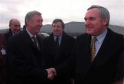 23 February 2000; An Taoiseach Bertie Ahern, T.D. meets Manchester United Manager Sir Alex Ferguson at the launch of the Shelbourne F.C. & Manchester United Strategic Alliance in Sports Link. Sports link, Co. Dublin. Soccer. Picture credit; Dave Maher/SPORTSFILE