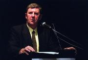 8 November 1999; Eugene McGee, a member of the National Football Development Committee, speaking at the Press Conference to introduce their recommendations at Croke Park, Dublin. Credit; Ray McManus/SPORTSFILE.