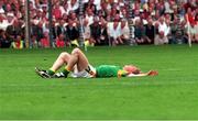 2 August 1998; Meath's Trevor Giles on the ground after injuring his knee. Leinster Senior Football Championship Final, Kildare v Meath. Croke Park, Dublin. Picture credit: David Maher / SPORTSFILE