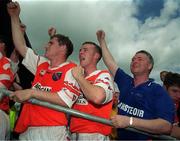 1 August 1999; (From R to L) Brian McAlinden, Armagh Co Manager with players Peter Loughran and Tony McEntee Football, Ulster Football Championship Final, Clones. Picture credit; Damien Eagers/SPORTSFILE