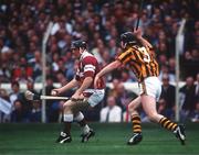 5 September 1993; Joe Cooney, Galway, in action against Pat Dwyer, Kilkenny. Galway v Kilkenny, All Ireland Hurling Final, Croke Park, Dublin. Picture credit; Ray McManus/SPORTSFILE