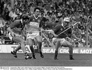 2 September 1984; Cork's John Fenton in action against Offaly's Joachim Kelly and Tom Conneely. All-Ireland Hurling Final, Cork v Offaly, Semple Stadium, Thurles. Picture credit; Ray McManus/SPORTSFILE
