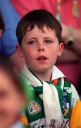 11 July 1999; A young Offaly fan at Croke Park. Kilkenny v Offaly, Leinster Hurling Final, Croke Park, Dublin. Picture credited; Brendan Moran/SPORTSFILE