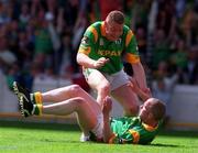 4 July 1999; Meath's Tommy Dowd celebrates with goal scorer Ollie Murphy during the Meath v Offaly Leinster Football Championship, at Croke Park, Dublin. Picture credit; Matt Browne/SPORTSFILE.