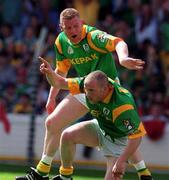 4 July 1999; Meath's goal scorer Ollie Murphy gets up to celebrate his goal with Tommy Dowd. during the Meath v Offaly Leinster Football Championship, at Croke Park, Dublin. Picture credit; Matt Browne/SPORTSFILE.