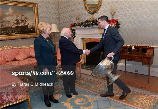 President Michael D Higgins hosts a reception for Dublin Senior Men's and Ladies Football squads