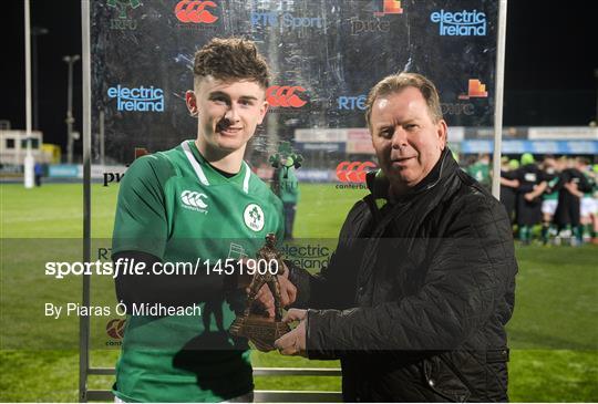 Electric Ireland Player of the Match at Ireland v Italy - U20 Six Nations Rugby Championship