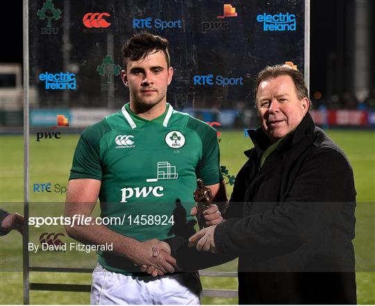 Electric Ireland Player of the Match at Ireland v Wales - U20 Six Nations Rugby Championship