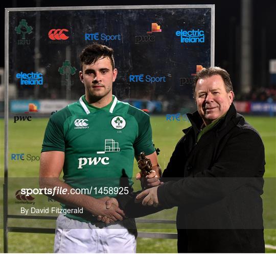 Electric Ireland Player of the Match at Ireland v Wales - U20 Six Nations Rugby Championship