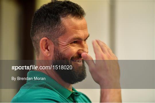 Ireland Rugby Squad Training and Press Conference