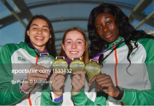 Homecoming of the Irish Team from the European Athletics Under-18 Championships in Gyor, Hungry