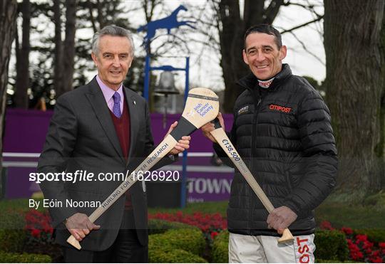 Jim Bolger and Davy Russell announce fundraising total from Hurling for Cancer Research 2018 Jim Bolger and Davy Russell announce fundraising total from Hurling for Cancer Research 2018