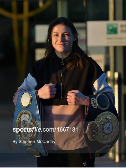 WBA, IBF & WBO Female Lightweight World Champion Katie Taylor arrival at Dublin Airport