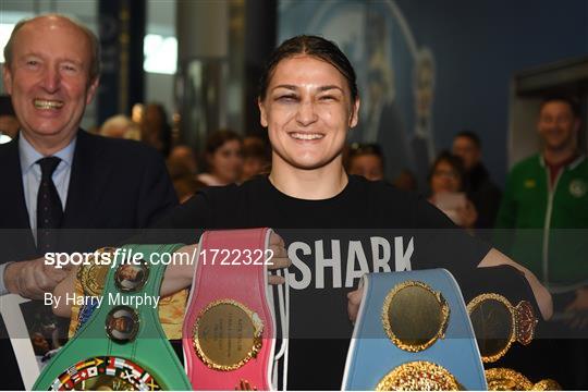 Undisputed Female World Lightweight Katie Taylor arrival at Dublin Airport