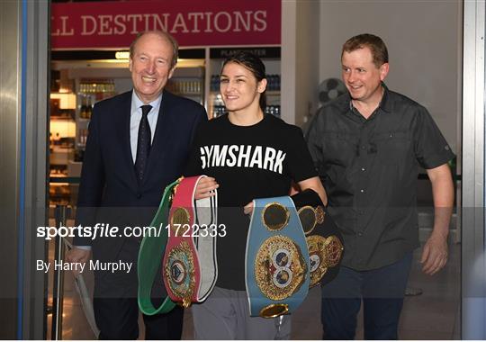 Undisputed Female World Lightweight Katie Taylor arrival at Dublin Airport