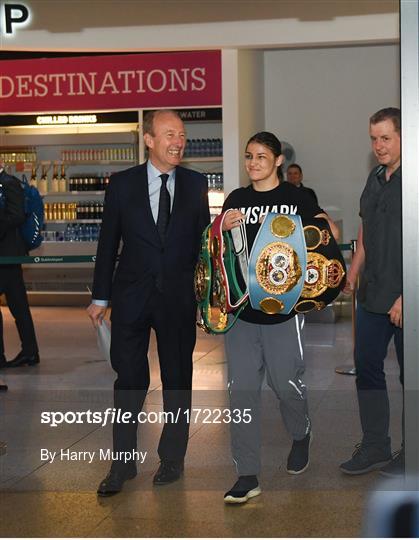 Undisputed Female World Lightweight Katie Taylor arrival at Dublin Airport