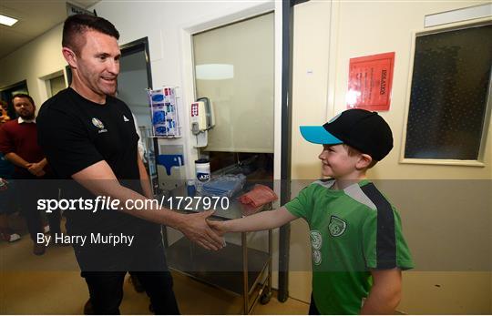 EURO 2020 Ambassador Robbie Keane visits Children's Health Ireland at Crumlin