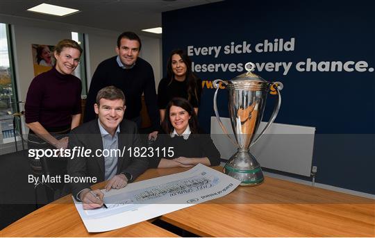 Leinster Rugby Team of 2009 Present Cheque to Crumlin Children’s Hospital