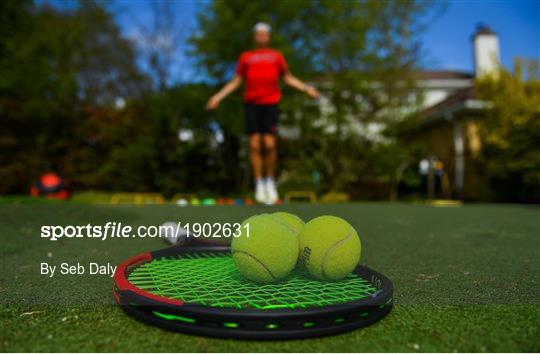 Tennis player Simon Carr training in Isolation Tennis player Simon Carr training in Isolation