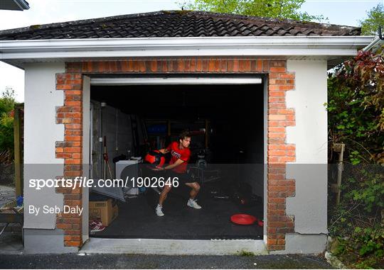 Tennis player Simon Carr training in Isolation Tennis player Simon Carr training in Isolation