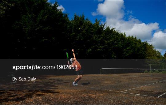 Tennis player Simon Carr training in Isolation Tennis player Simon Carr training in Isolation
