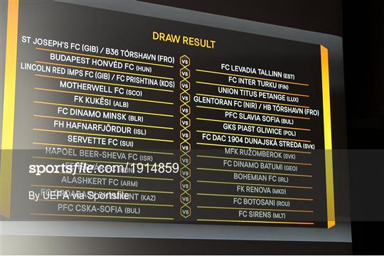 UEFA Europa League 2020/21 First Qualifying Round Draw