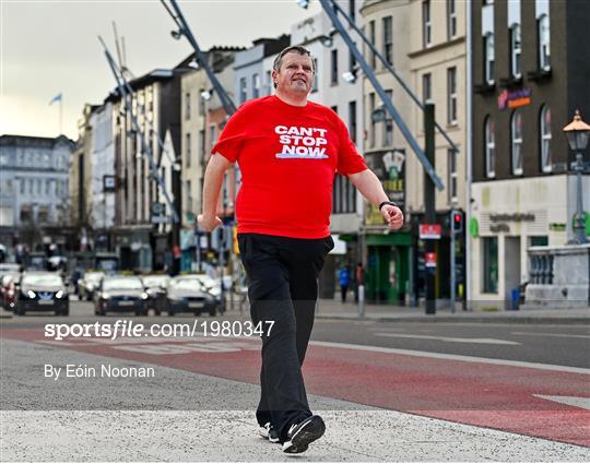 Special Olympics athlete Denis O’Gorman walking his 100th Marathon