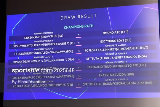 UEFA Champions League Second Qualifying Round Draw