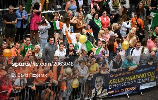 Team Ireland olympic champion Kellie Harrington returns home to Dublin