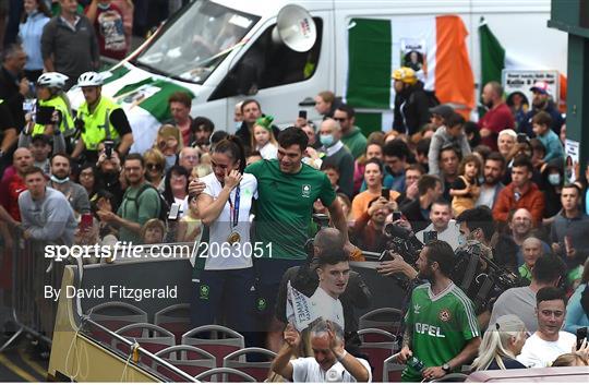 Team Ireland olympic champion Kellie Harrington returns home to Dublin