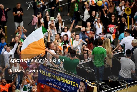 Team Ireland olympic champion Kellie Harrington returns home to Dublin