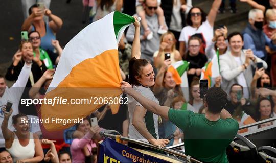 Team Ireland olympic champion Kellie Harrington returns home to Dublin