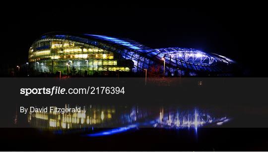 Aviva Stadium in Dublin Illuminated in Ukrainian Colours