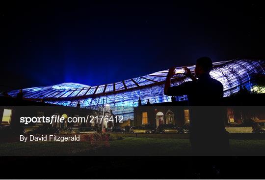 Aviva Stadium in Dublin Illuminated in Ukrainian Colours