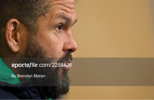 Ireland Rugby Squad Training and Media Conference