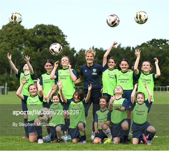 Republic of Ireland WNT Manager Vera Pauw visits INTERSPORT Elverys FAI Summer Soccer Schools Camp