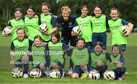 Republic of Ireland WNT Manager Vera Pauw visits INTERSPORT Elverys FAI Summer Soccer Schools Camp