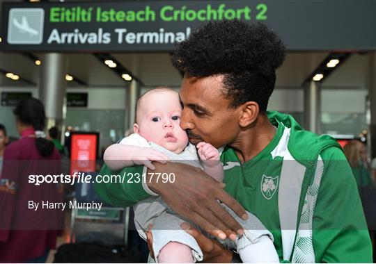 Irish European Athletics Championship Team return to Dublin Airport